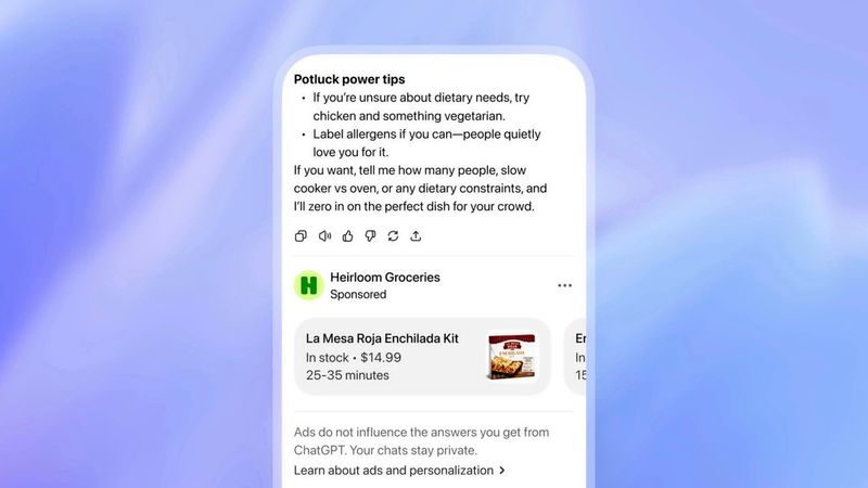 ChatGPT startet Werbeanzeigen im Chat