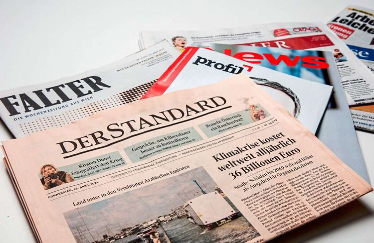 Österreichische Zeitungen: Standard, Falter, Profil, News, Kurier, Presse, Krone