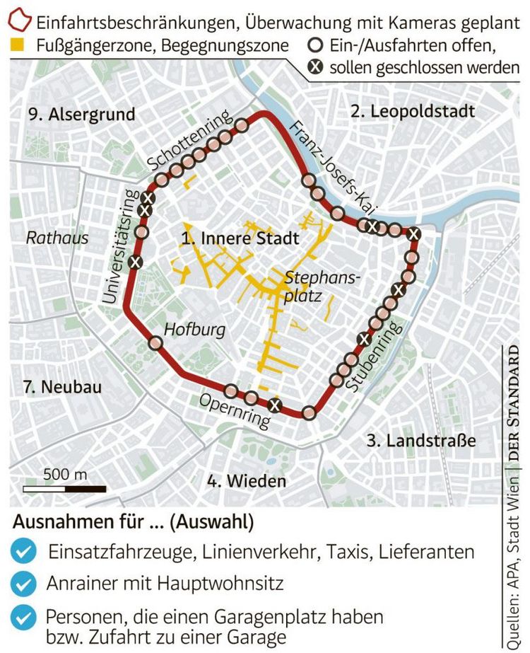 Plan verkehrsberuhigte Innenstadt Wien