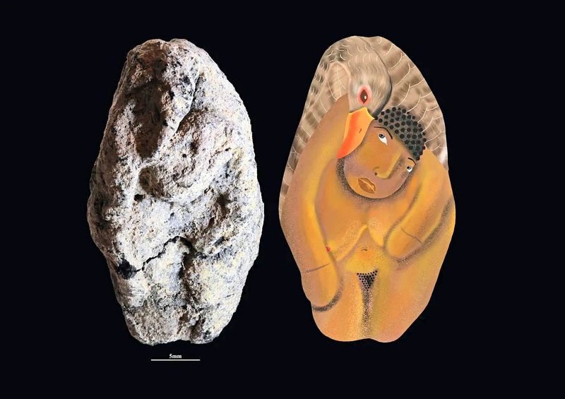 Surreale Figur erzählt von 12.000 Jahre alten animistischen Vorstellungen