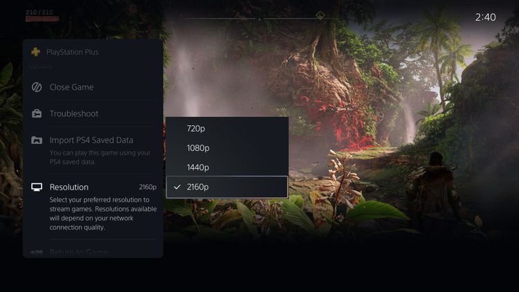 Das Bild zeigt einen Screenshot zum Cloud-Streaming von Sony