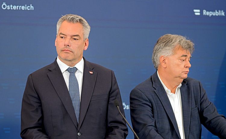 Bundeskanzler Karl Nehammer (ÖVP) und Vizekanzler Werner Kogler (Grüne)