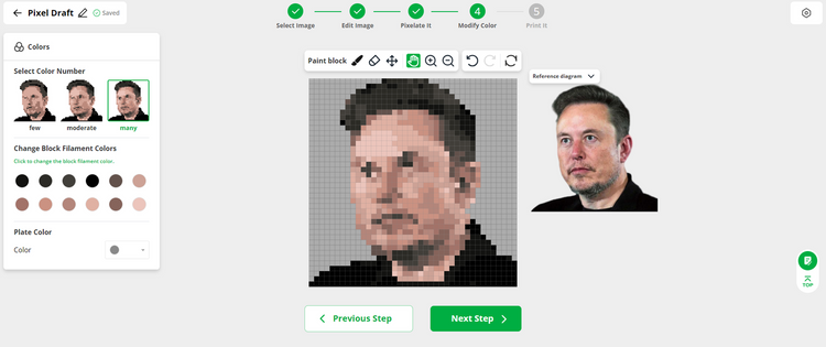 Elon Musk als Pixel Puzzle