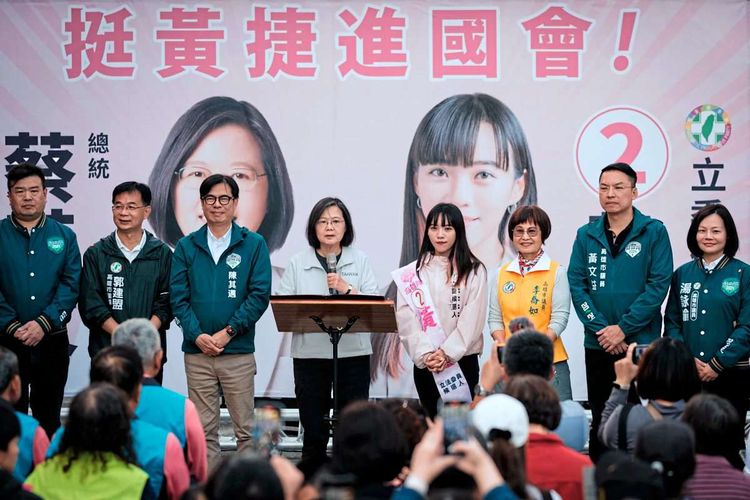Die taiwanesische Präsidentin Tsai Ing-wen bei einer Wahlkampfveranstaltung.