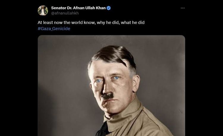 Ein X-Posting mit Lob für Hitler und einem Bild von ihm