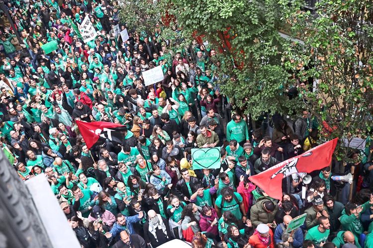 Proteste von Lehrern in Madrid, Vogelperspektive