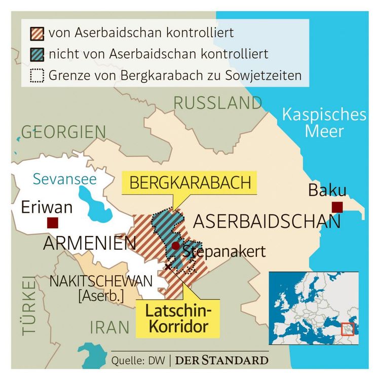 Landkarte der Region Bergkarabach