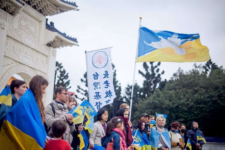 In Taipeh demonstrieren immer wieder Taiwaner, um ihre Unterstützung für die Ukraine zu zeigen.
