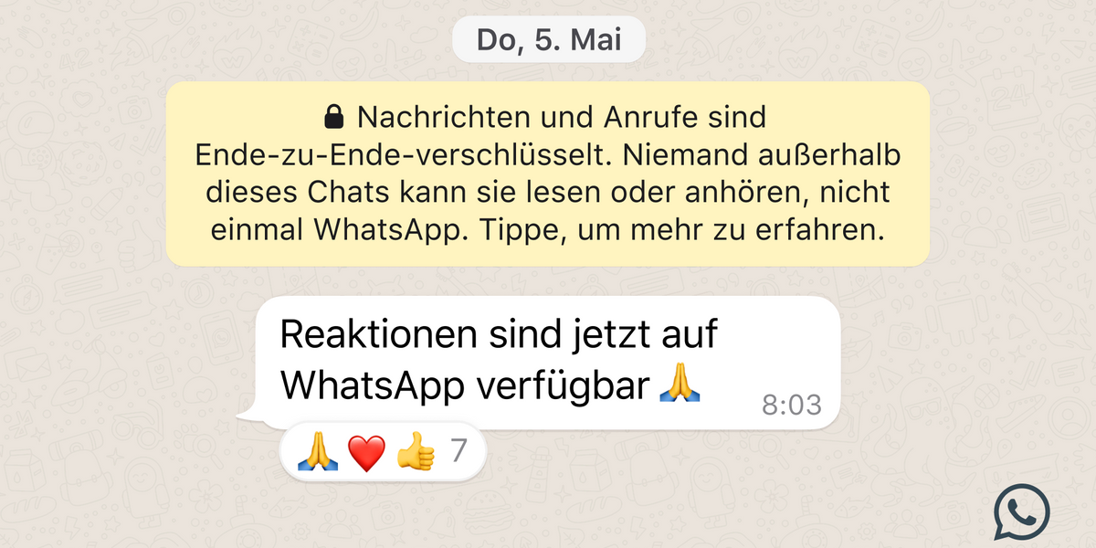 Whatsapp schaltet Emoji-Reaktionen frei