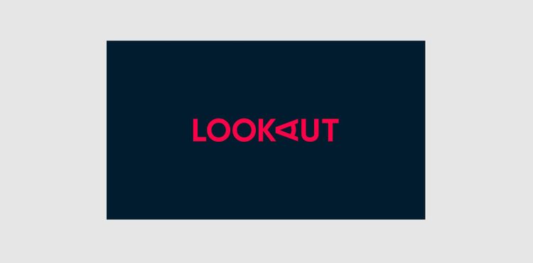LOOKAUT-Logo in rot vor schwarzem Hintergrund
