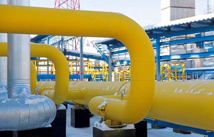 Blick auf eine Kompressorstation für eine Gaspipeline in Russland