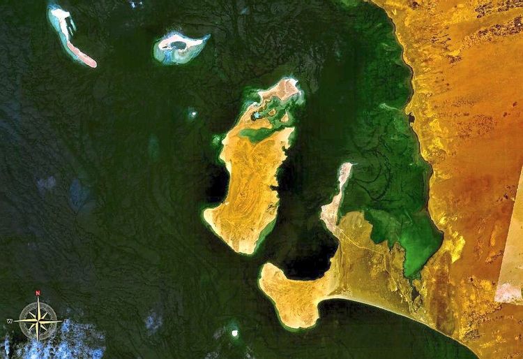 Luftaufnahme der Insel Kamaran.