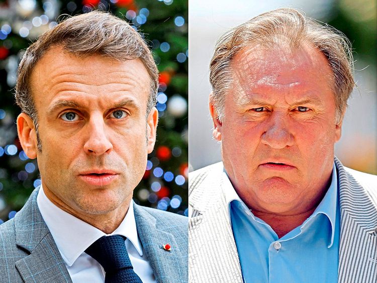 Bekommt Rückendeckung durch den Präsidenten Emmanuel Macron: Gérard Depardieu (v.li.).