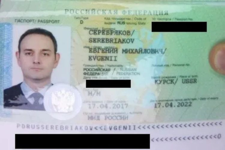 Eine Aufnahme des Diplomatenreisepasses von Jewgeni Serebrjakow