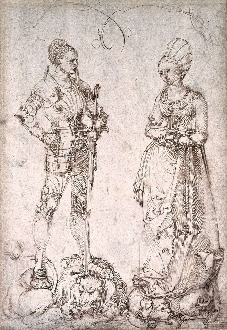 Federzeichnung von Albrecht Dürers Entwurf für das Grabmal von Jakob und Sibylla Fugger (um 1510).