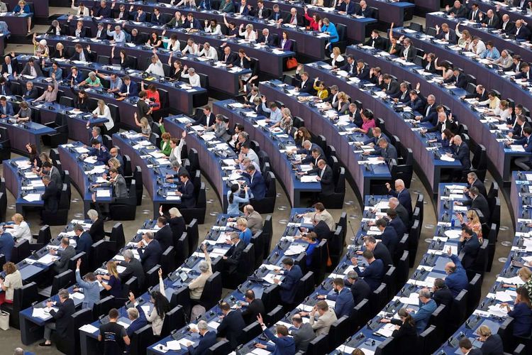 Ein Foto des Plenarsaals des Europäischen Parlaments