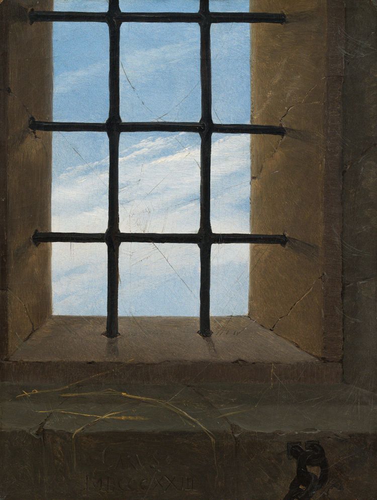 Carl Gustav Carus 1823 gemalter Blick aus einer Gefängniszelle