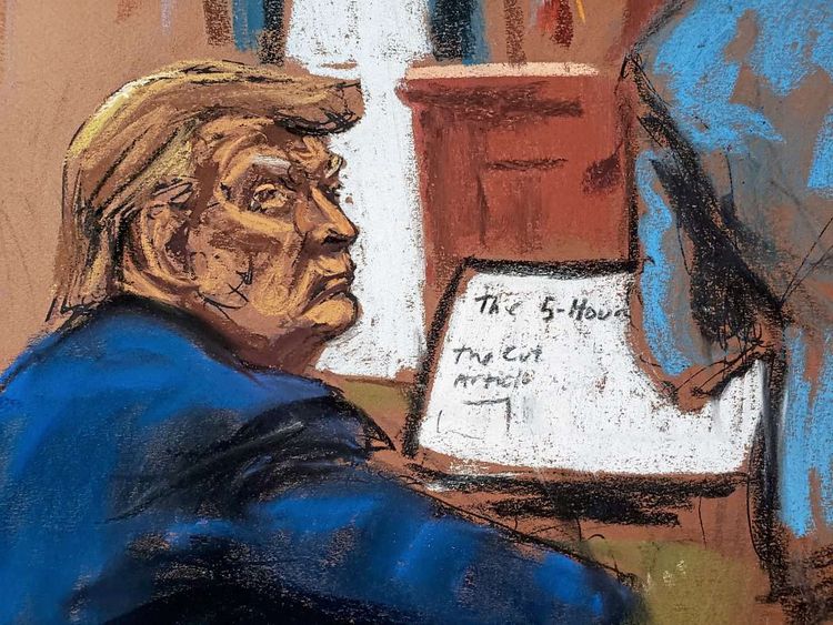 Donald Trump auf einer Gerichtszeichnung vom 26. Jänner.