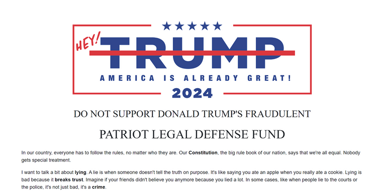 Screenshot des Patriot Legal Defense Fund