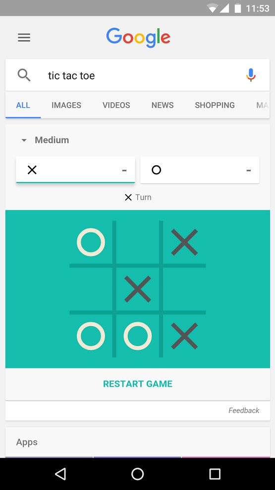 Tipps für den Sieg bei Tic Tac Toe Google