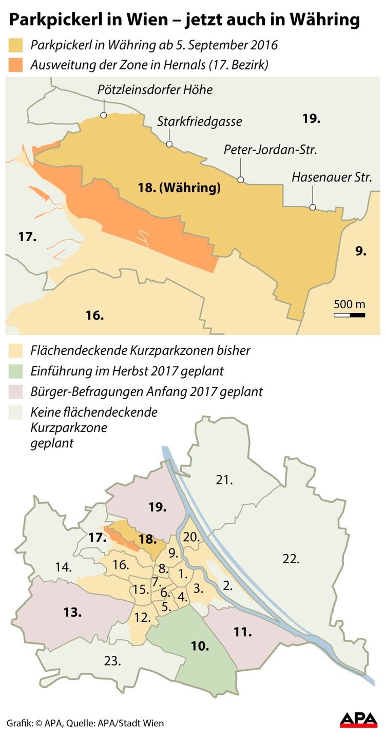 Parkpickerl ab September in Währing, Befragung in drei Wiener Bezirken -  Wien -  › Panorama
