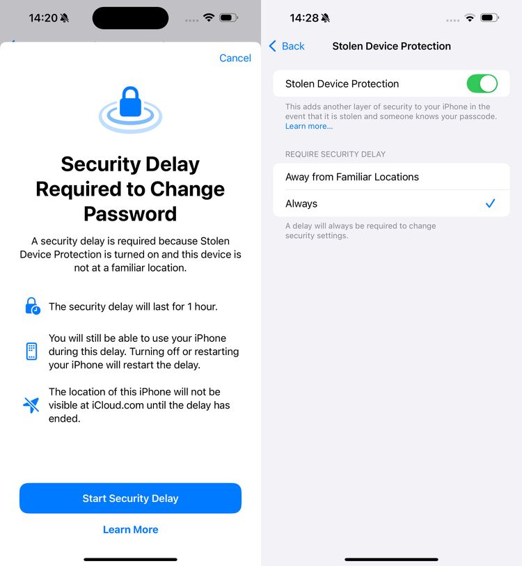 iPhone Stolen Device Protection