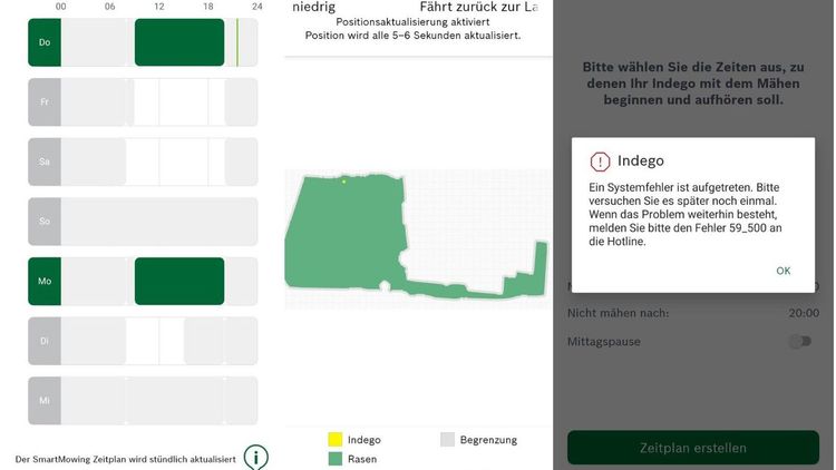 Screenshots der Smart Gardening App von Bosch