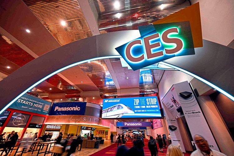 Das CES-Logo ist im Las Vegas Convention Center zu sehen