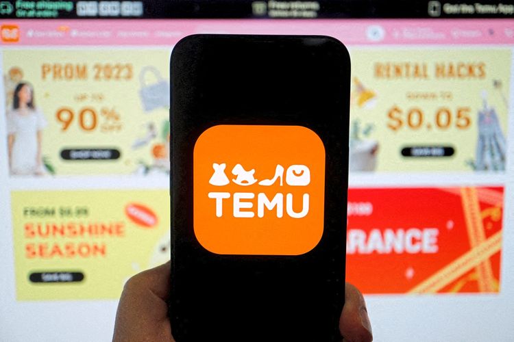 Das Bild zeigt ein Smartphone mit Temu-Logo