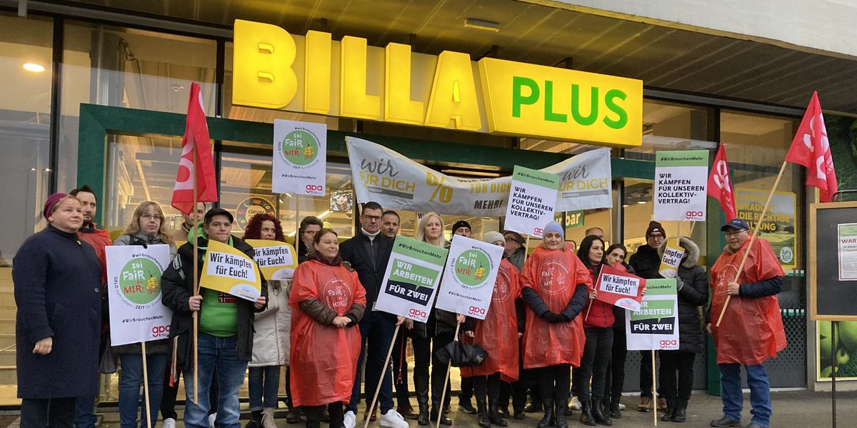 Warnstreik vor Billa Plus: "Nervosität der Arbeitgeber ist sehr hoch"