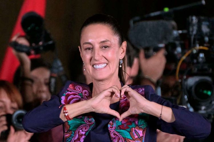 Claudia Sheinbaum feierte ihren Wahlsieg am Zocaloplatz in Mexico City.