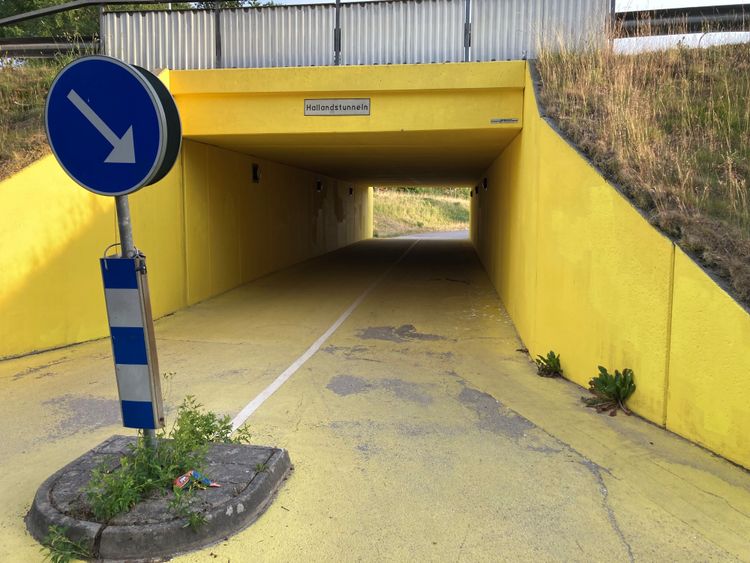 Älmhult Radweg Ikea in gelb