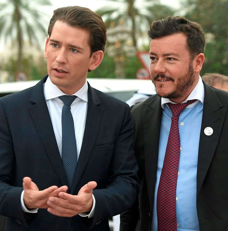 Rene Benko mit Ex-Kanzler Sebastian Kurz (ÖVP) in Abu Dhabi, März 2019