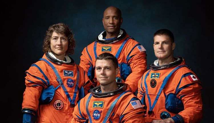 Die Crew der Artemis-2-Mission der Nasa: Christina Koch, Reid Wiseman, Victor Glover und Jeremy Hansen.