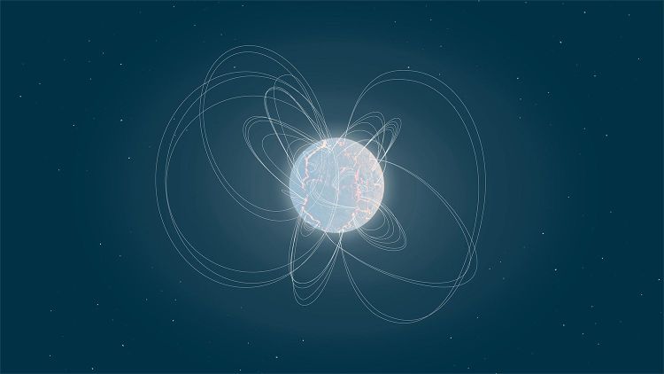 künstlerische Darstellung eines Magnetars