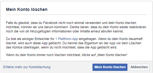 Wie deaktiviere ich mein facebook account