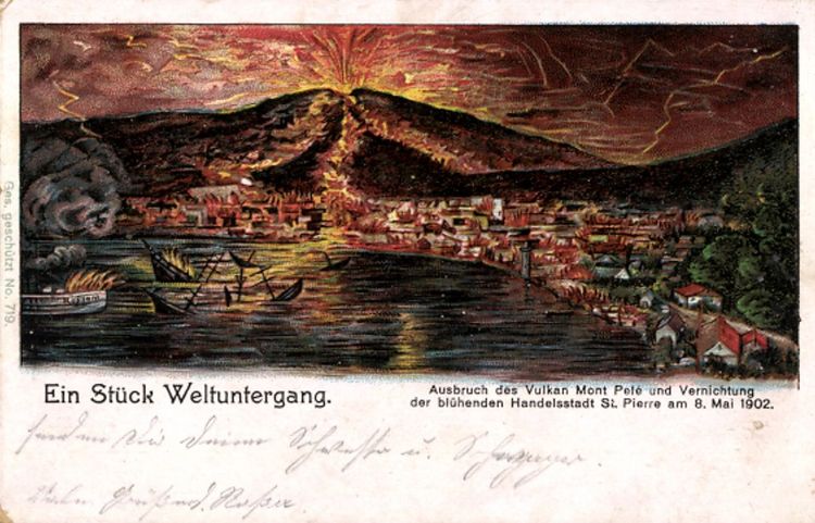 Historische Ansichtskarte Vulkankatastrophe 1902