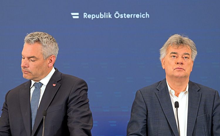 Kanzler Karl Nehammer und Vizekanzler Werner Kogler