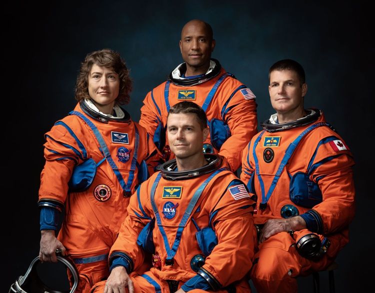 Die Crew der Artemis-2-Mission der Nasa: Christina Koch, Reid Wiseman, Victor Glover und Jeremy Hansen.