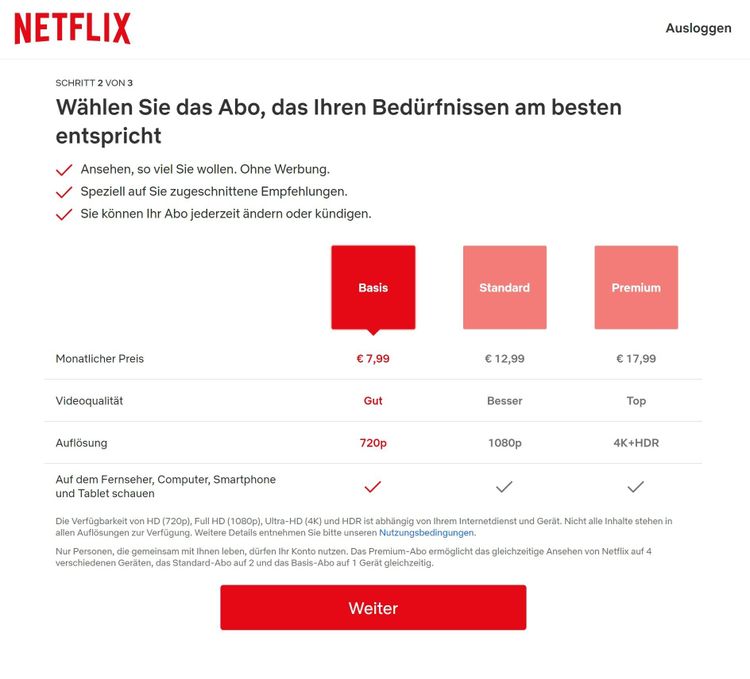 Abo-Modelle Netflix Österrreich
