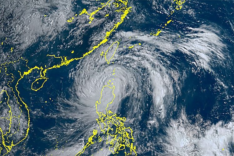 Satellitenaufnahme des Taifuns.