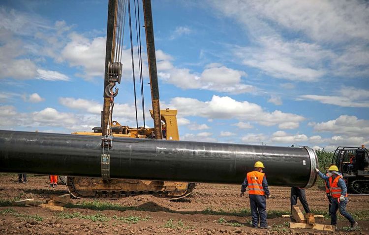Arbeiter beim Bau der Turkstream-Pipeline