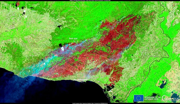 Satellitenbild Waldbrand