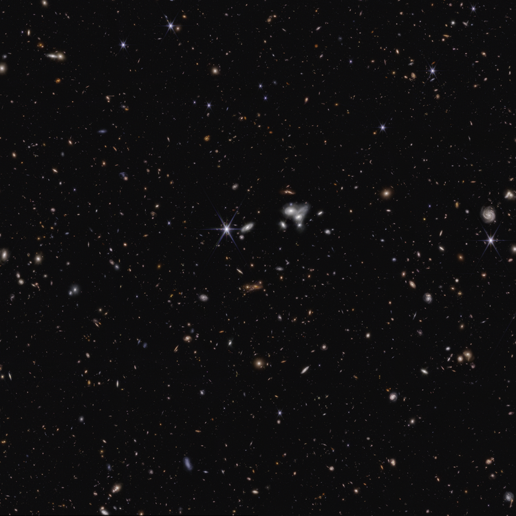 Weit entfernte Galaxien, aufgenommen vom Webb-Teleskop.