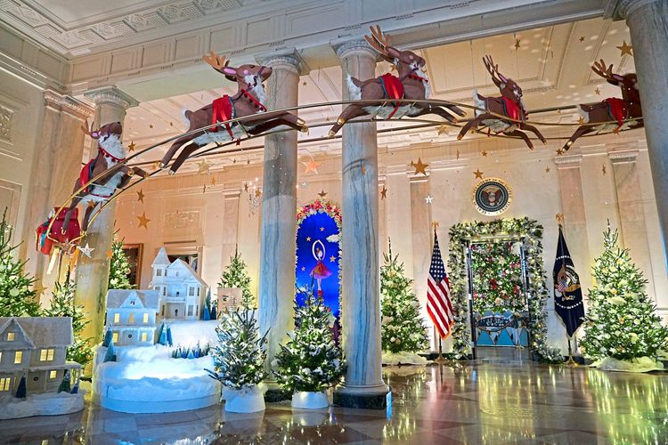 White House, Weißes Haus, Weihnachten, Deko, Eingangshalle