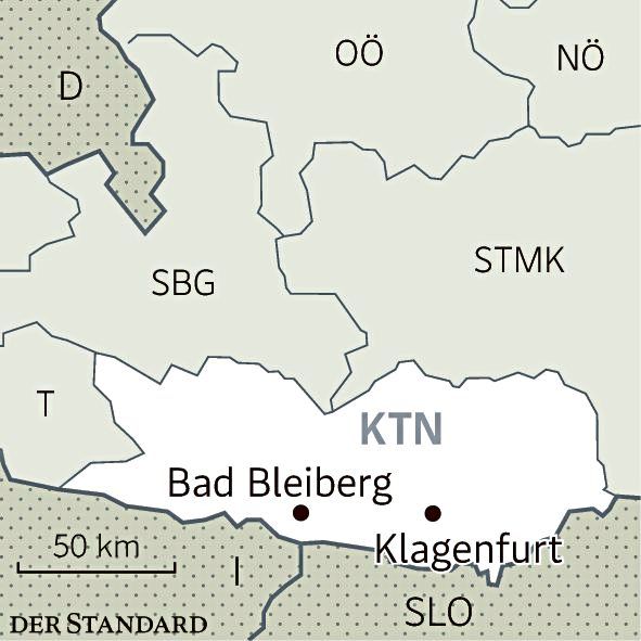 Landkarte mit Bad Bleiberg