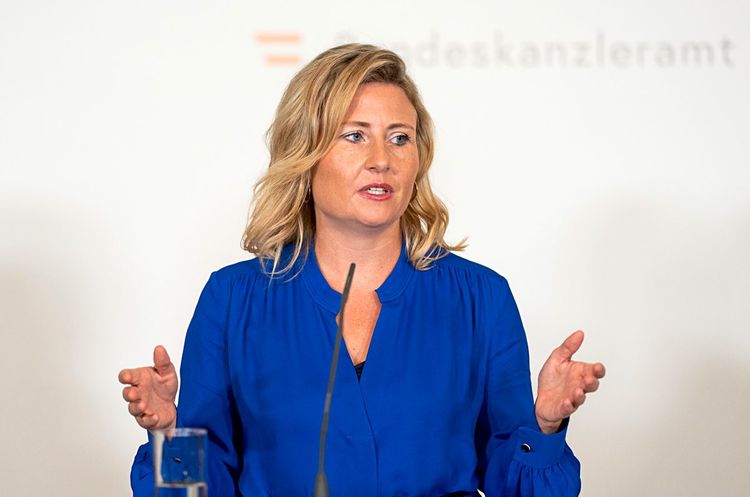 Medienministerin Susanne Raab (ÖVP) war Gast beim ProduzentInnentag am Montag in Wien.