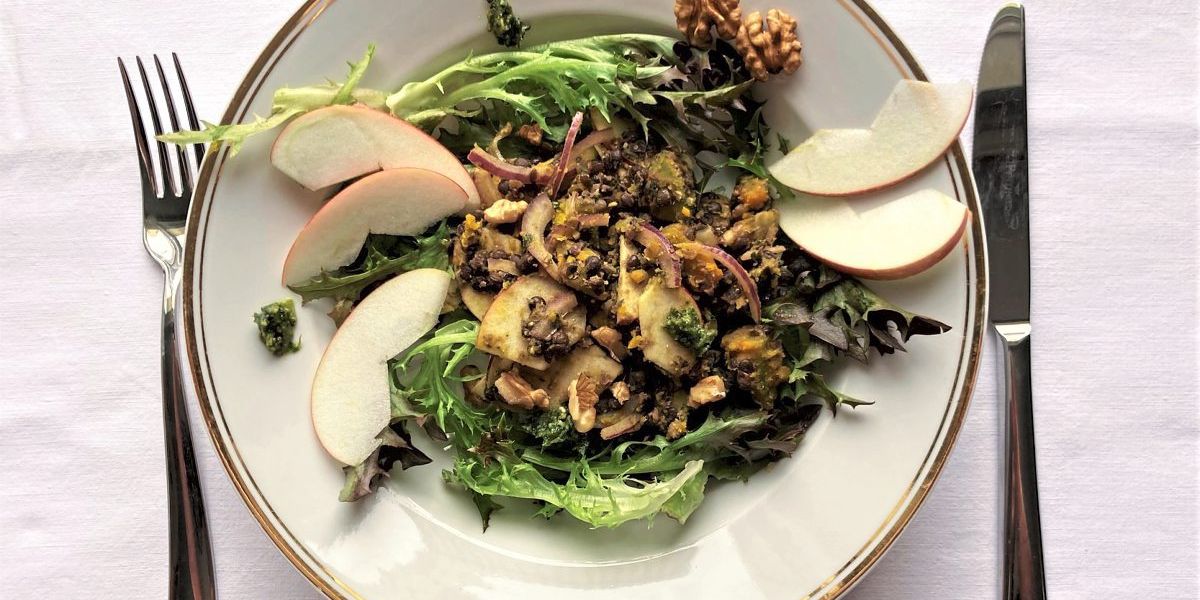 Rezept: Kürbis-Linsen-Salat mit Pesto alla Genovese - Vegetarische ...