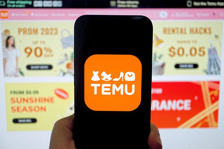 Das Bild zeigt ein Temu-Logo auf einem Smaretphone