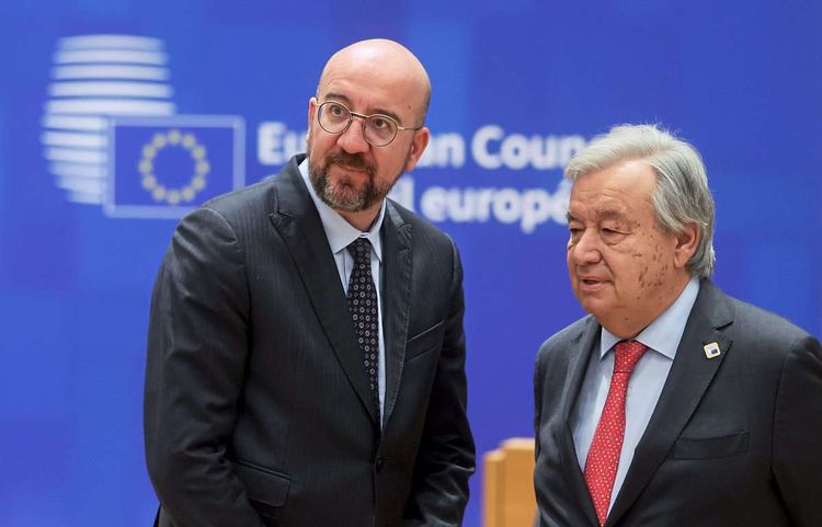 EU-Gastgeber Charles Michel läutete am Donnerstag gemeinsam mit Uno-Generalsekretär António Guterres den Frühlingsgipfel der 27 EU-Staats- und Regierungschefs ein.